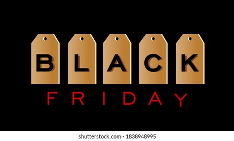 Ilustración vectorial en un fondo negro. Gran venta del Viernes Negro. Promoción. Diseño moderno. Fondo para afiches, pancartas, volantes, postales.
