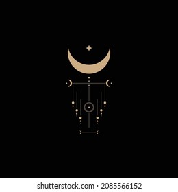 Vector illustration on a black background color with golden geometric symbols