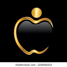 A vector Illustration on black background with a gold shine effect of the Golden Simple People Logo vector icon