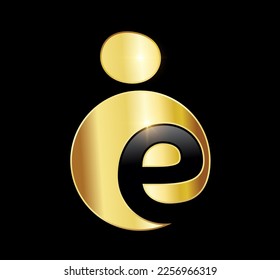 A vector Illustration on black background with a gold shine effect of the Golden Simple People Logo vector icon