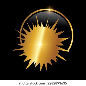Eine Vektorgrafik auf schwarzem Hintergrund mit goldener glänzender Wirkung auf Golden Splash Paint Logo Vectorsymbol