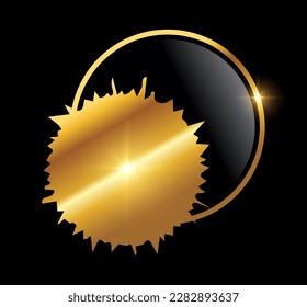 A vector Illustration on black background with gold shine effect of Golden Splash Paint Logo Vector Icon