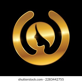 A vector Illustration on black background with gold shine effect of Golden Beauty Logo Vector icon - Shutterstock ID 2283442755