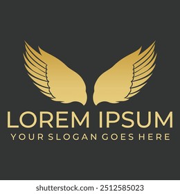 A vector Illustration on black background with gold shine effect of Golden Wing Logo Vector icon