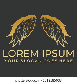 A vector Illustration on black background with gold shine effect of Golden Wing Logo Vector icon