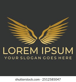 A vector Illustration on black background with gold shine effect of Golden Wing Logo Vector icon