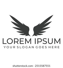 A vector Illustration on black background with gold shine effect of Golden Wing Logo Vector icon