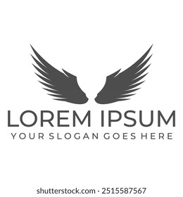 A vector Illustration on black background with gold shine effect of Golden Wing Logo Vector icon
