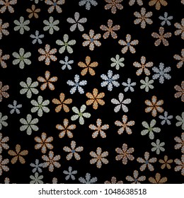 Vector illustration. On black, white and orange colors. Seamless pattern in vintage style with bouquets of flowers.
