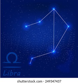 vector illustration of constellationÂ libra on a blue background