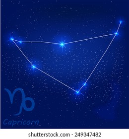 vector illustration of constellationÂ capricorn on a blue background