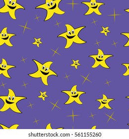 Vector illustration on a blue background. Seamless pattern with stars