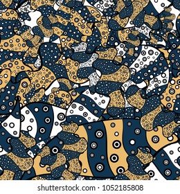 Vector illustration. On blue, black and beige colors. Doodles. Can be used for cards, invitations, save the date cards and many more. Seamless decorative background.