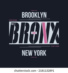 Vector Illustration On Brooklyn, The Bronx, New York City Theme, Stylized Typography, Tshirt Graphics, Poster, Print, Banner, Wall Murals