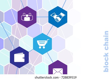 Vector illustration on business theme with block chain inscription.