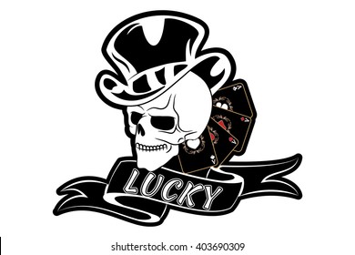 Vector illustration on a casino theme with color playing chips and poker. Background with Casino Elements. The king of poker tattoo. Vector illustration Eps 10
