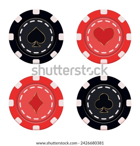 Vector illustration on a casino theme. Set of realistic poker chips.