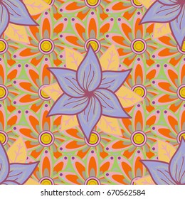Vector illustration. On colorful background. A pattern of daisies on a background.