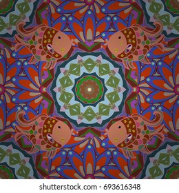 Vector illustration. On colorful background. Beautiful watercolor pattern with flowers.