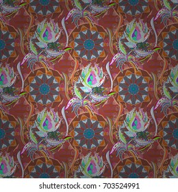 Vector illustration. On colorful background. Seamless Floral Pattern in Vector illustration. Beautiful fabric pattern.
