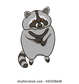 Vector illustration on a colorless background with a raccoon