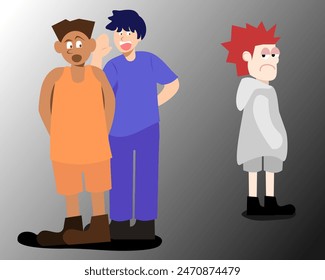 Vector illustration on the concept of gossiping and accusing others, bullying, and toxic people.