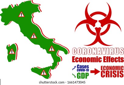 Vektorillustration über die wirtschaftlichen Auswirkungen des Koronavirus in Italien