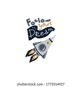 Vector illustration on the cosmic theme in childish style