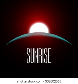 Vector illustration on Earth sunrise and space