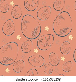 
Vector illustration on Easter, a nest with Easter eggs and pussy-willow branches, mage for backgrounds, cards, banners, sites on Easter theme