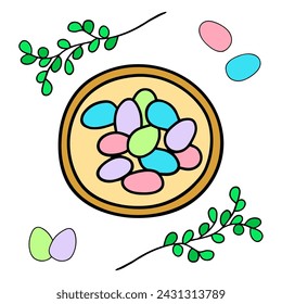Vector illustration on Easter theme. Postcard on a white background.
