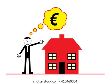 A vector illustration on Euro property and home prices.