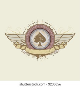 Vector illustration on a gambling subject. spades suit emblem