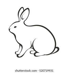 Vector illustration on a graphic tablet. Hand drawing. Rabbit silhouette.