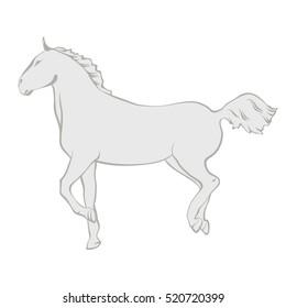 Vector illustration on a graphic tablet. Hand drawing. Galloping horse.