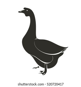 Vector illustration on a graphic tablet. Hand drawing. Silhouette goose.