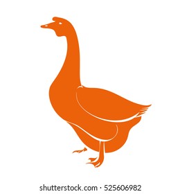 Vector illustration on a graphic tablet. Hand drawing. Silhouette goose.