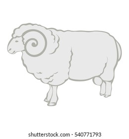 Vector illustration on a graphic tablet. Hand drawing. Silhouette of a ram.