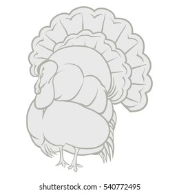 Vector illustration on a graphic tablet. Hand drawing. Silhouette of turkeys.