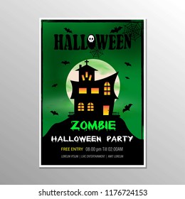 Vector illustration on a Halloween Zombie Party theme on green background. EPS 10 illustration
