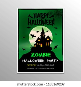 Vector illustration on a Halloween Zombie Party theme on green background. EPS 10 illustration
