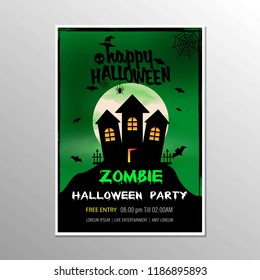 Vector illustration on a Halloween Zombie Party theme on green background. EPS 10 illustration
