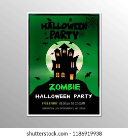 Vector illustration on a Halloween Zombie Party theme on green background. EPS 10 illustration
