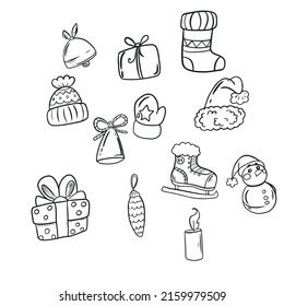Vector illustration on hand-drawn,for banners stickers,winter doodles,Christmas motif