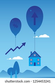 A vector illustration on increases in property prices, rates, investment etc going up.