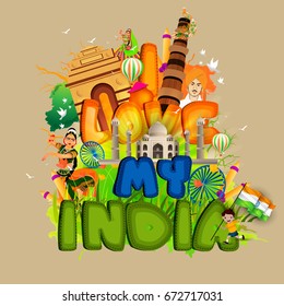 Vector illustration on Independence Day of India. 15th of August. vector design elements of the national day.Graphic icons.