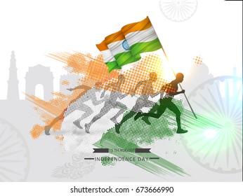 Vector illustration on Independence Day of India. 15th of August. vector design elements of the national day.Graphic icons.