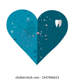 Vector illustration on an isolated white background,creative symbol of heart and tooth, suitable for dental clinic, Valentine's Day greeting card,poster,sticker,magnet, recommendation EPS 10