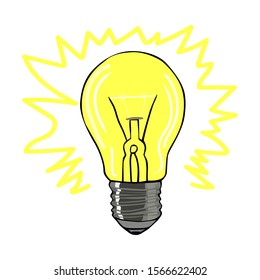 Vector illustration on lamp in comic style on white background.
