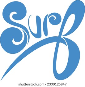 A vector illustration on the lettering surf with abstract waves